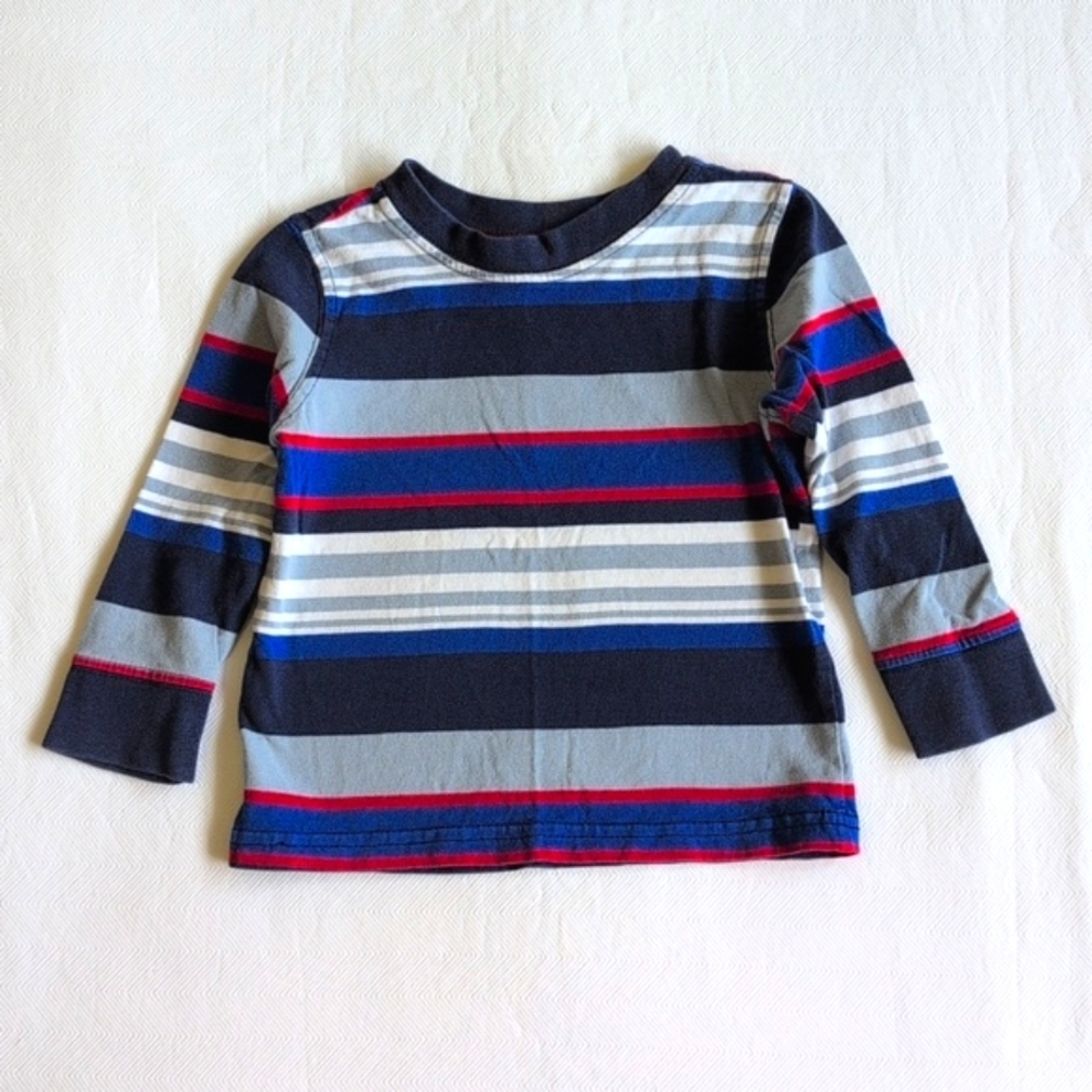 old navy classic blue striped long sleeve crewneck shirt 18-24 months baby boy